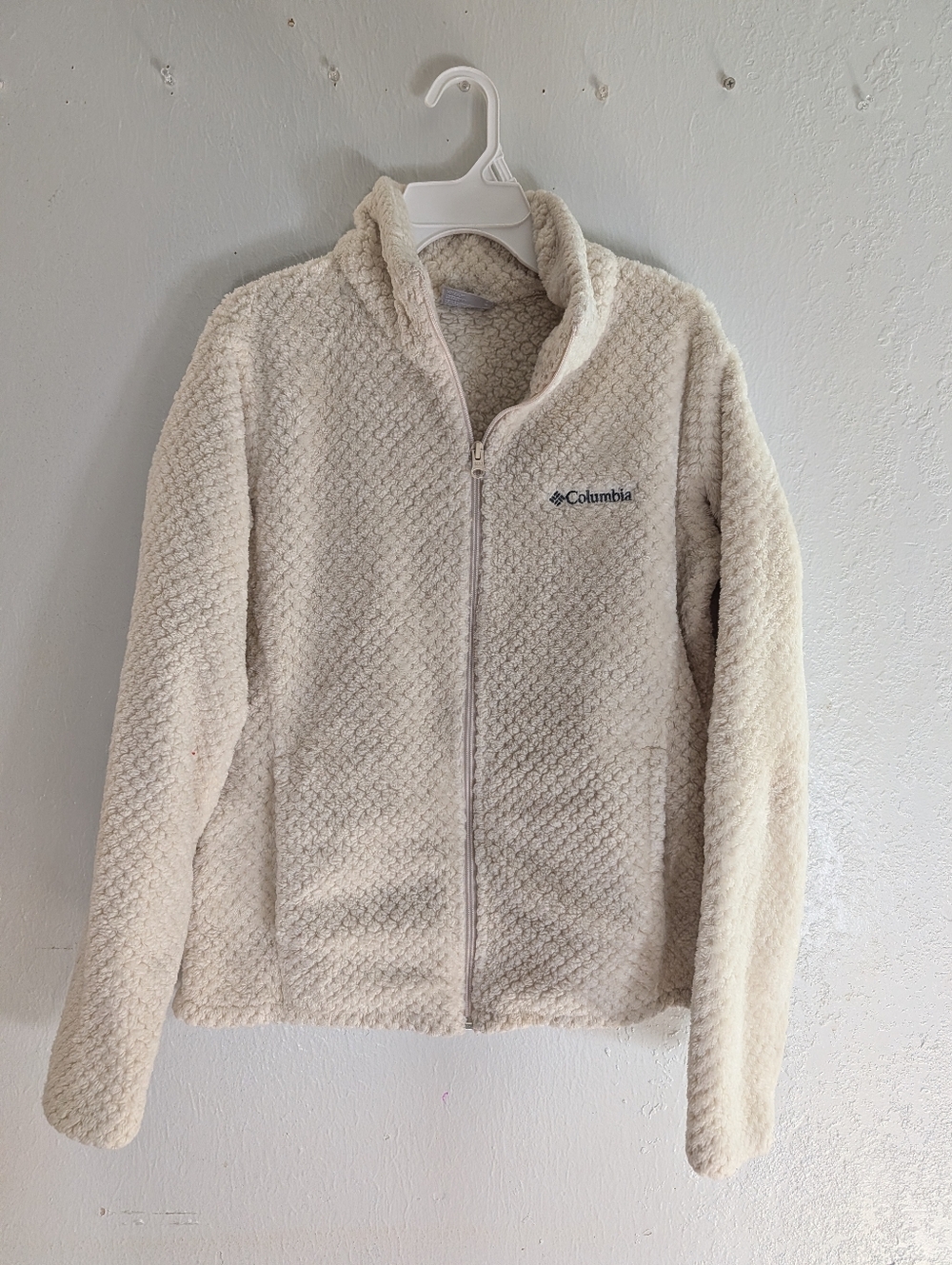 Columbia Cream Textured Full‑Zip Women's Teddy Jacket